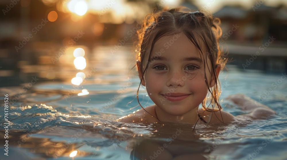Young Girl Swimming in a Pool