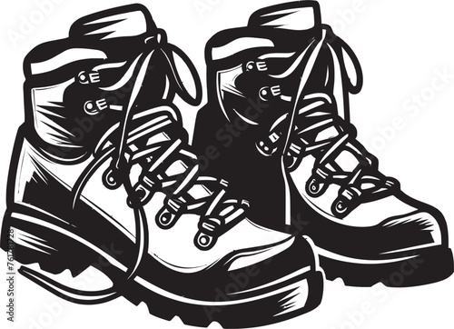 AdventureAfoot Boots Emblem Design TrailTrek Vector Black Logo Icon