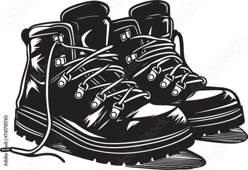 MountainMasters Hiking Boots Design Symbol NatureNavigators Black Logo Design Icon