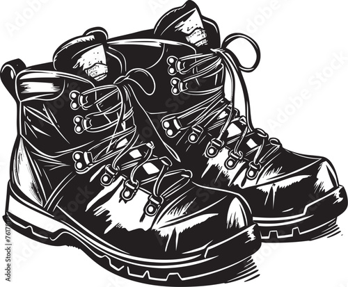TrailBlazers Boots Emblem Design HikeHaven Vector Black Logo Icon