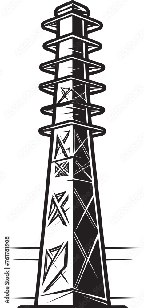 EnergyEagleEye Iconic Emblem for High Voltage Electric Pole ElectricEminence Hand Drawn Symbol for Electric Infrastructure