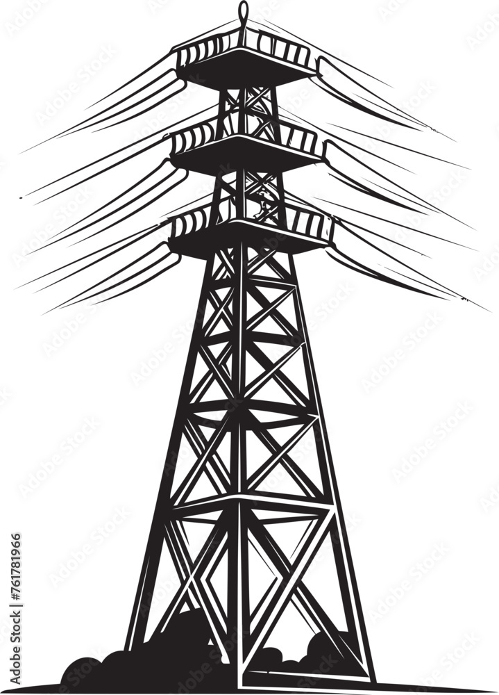 ShockWatch Vector Black Logo Design for Electric Infrastructure ElectraElite Iconic Emblem for High Voltage Pole ShockWatch Vector Black Logo Design for Electric Infrastructure ElectraElite Iconic Emblem for High Voltage Pole