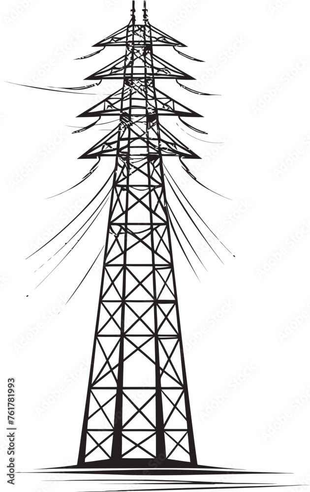ShockSentinel Vector Black Logo Design for Electric PowerArc High Voltage Electric Pole Black Logo Design Icon