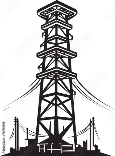 ElectricEminence Hand Drawn Symbol for Electric Infrastructure VoltVantage Vector Black Logo Design for High Voltage Pole