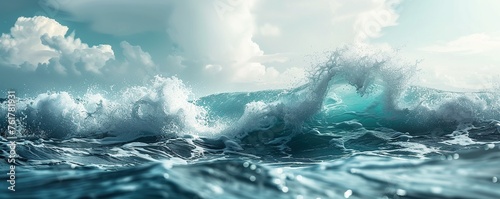 Stormy sea wave with foamy splash