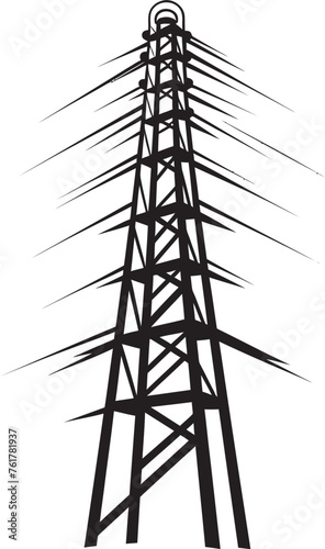 ElectricElite Hand Drawn Symbol for Electric Infrastructure VoltVision Vector Black Logo Design for High Voltage Pole