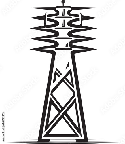 ElectricEmpowerment Hand Drawn Symbol for Electric Infrastructure VoltVigilance Vector Black Logo Design for High Voltage Pole