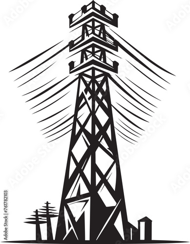 VoltDefender Emblem for High Voltage Pole Defense MegaWattMinder Hand Drawn Symbol for Electric Infrastructure Preservation