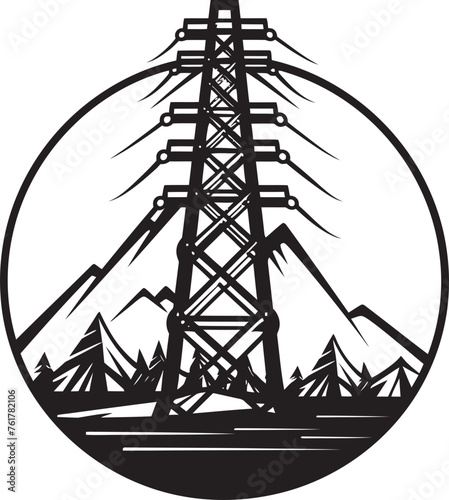 ElectricGuardian Emblem for Electric Infrastructure Security ShockStopper Hand Drawn Symbol for High Voltage Pole Safety