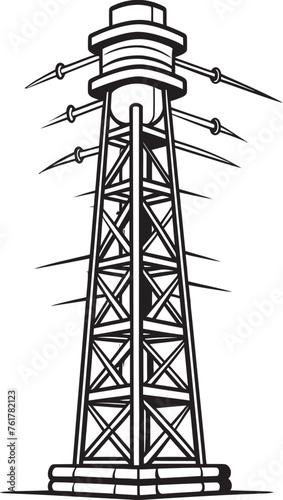 MegaWattMonitor Hand Drawn Symbol for High Voltage Pole Monitoring SurgeSentinel Vector Black Logo Design for Electric Infrastructure Surveillance