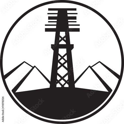 SurgeSentinel Vector Black Logo Design for Electric Infrastructure Surveillance WattWatch Emblem for High Voltage Pole Watch