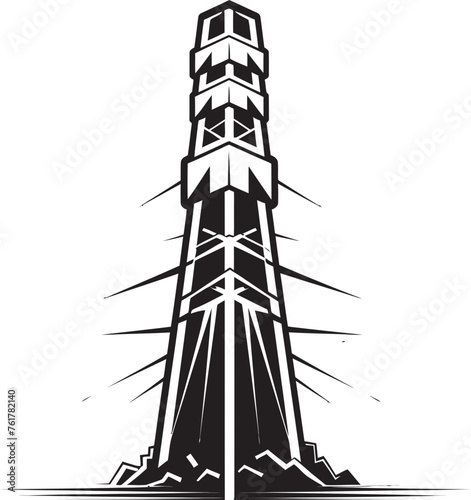 VoltageVanguard Hand Drawn Symbol for Electric Power Structure Security PowerPatrol Vector Black Logo Design for High Voltage Pole Surveillance
