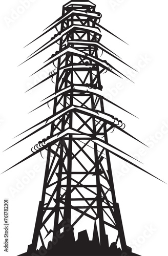 AmpereTower Hand Drawn Symbol for High Voltage Pole EnergyColumn Vector Black Logo Design for Electric Power Structure