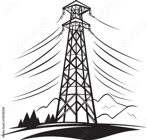 PowerPatrol Vector Black Logo Design for Electric Infrastructure Surveillance AmpereArmor Emblem for High Voltage Pole Defense
