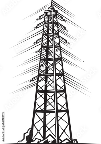 ShockShield Emblem for High Voltage Pole Safety WattWatch Hand Drawn Symbol for Electric Power Structure Watch
