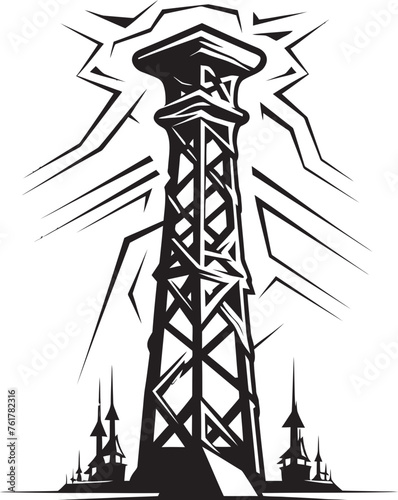 ShockStopper Vector Black Logo Design for Electric Infrastructure Safety WattWatch Emblem for High Voltage Pole Watch