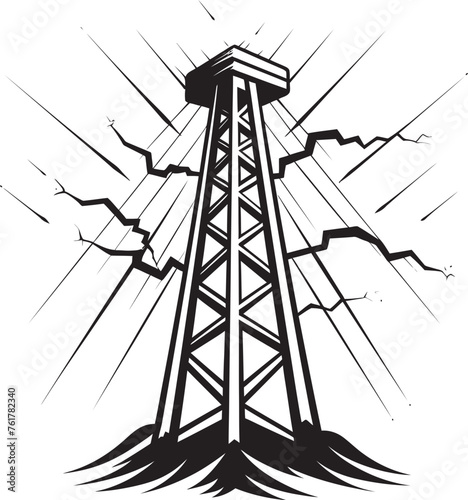 ElectricGuardian Emblem for Electric Infrastructure Security SurgeSentinel Hand Drawn Symbol for High Voltage Pole Protection