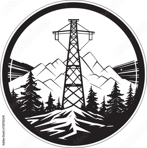 AmpereAlert Vector Black Logo Design for Electric Infrastructure Protection ShockShield Emblem for High Voltage Pole Safety