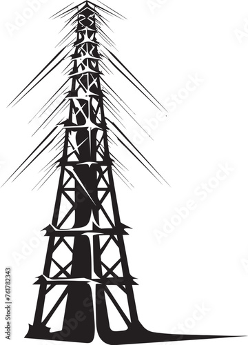 WattWatch Hand Drawn Symbol for Electric Power Structure Watch VoltageVigilance Vector Black Logo Design for High Voltage Pole Surveillance