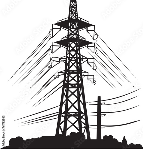 ShockShield Emblem for High Voltage Pole Safety WattWatch Hand Drawn Symbol for Electric Power Structure Watch