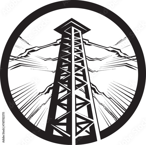 WattWatch Hand Drawn Symbol for Electric Power Structure Watch VoltageVanguard Vector Black Logo Design for High Voltage Pole Security