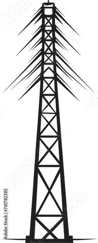 ElectroSentry Hand Drawn Symbol for High Voltage Pole Security AmpereAlert Vector Black Logo Design for Electric Infrastructure Protection