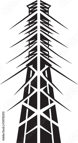 AmperePylon Hand Drawn Symbol for High Voltage Pole EnergyTower Vector Black Logo Design for Electric Infrastructure