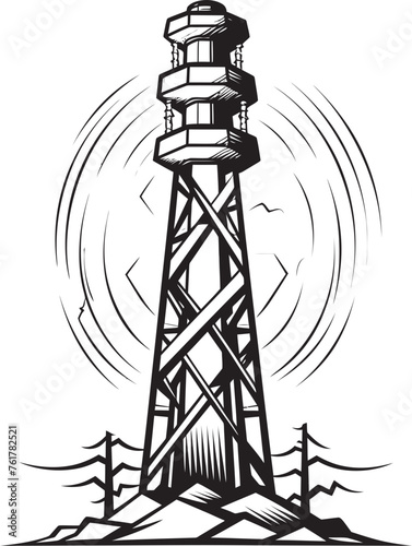 AmpereColumn Vector Logo Design for Electric Pole EnergyPylon Black Emblem for High Voltage Pole Icon