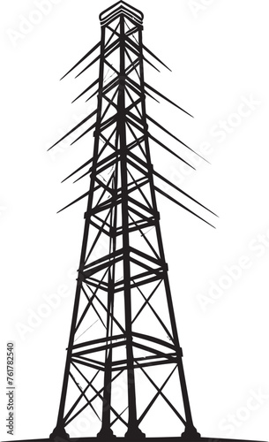 EnergyPylon Black Emblem for High Voltage Pole Icon ElectraSpike Hand Drawn Symbol for Electric Infrastructure
