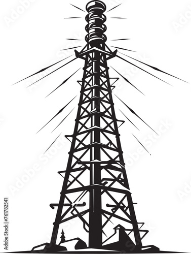 PowerSpike Hand Drawn Symbol for Electric Infrastructure VoltPylon Vector Black Logo Design for High Voltage Electric Pole