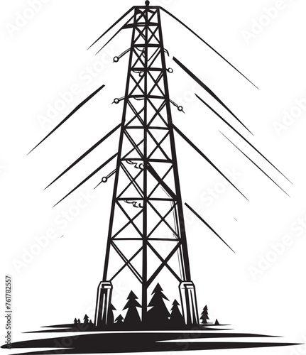 EnergySpike Iconic Emblem for Electric Infrastructure ElectricTitan High Voltage Pole Black Logo Design Icon