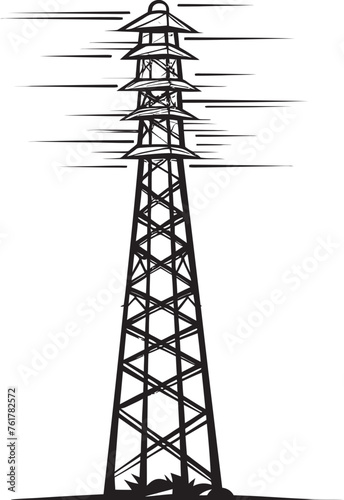 VoltVanguard Vector Emblem for Electric Infrastructure PowerPeak Hand Drawn Symbol for High Voltage Pole