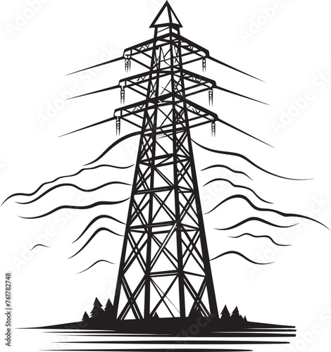 EnergyEagleEye Iconic Emblem for High Voltage Electric Pole ElectricEminence Hand Drawn Symbol for Electric Infrastructure