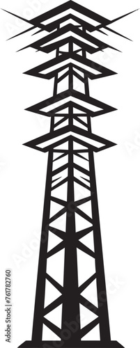 AmpereArmament Hand Drawn Symbol for High Voltage Electric Pole ShockSafeguard Vector Black Logo Design for Electric Infrastructure