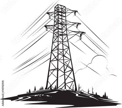 AmpereAnchor Hand Drawn Symbol for High Voltage Electric Pole ShockWatch Vector Black Logo Design for Electric Infrastructure