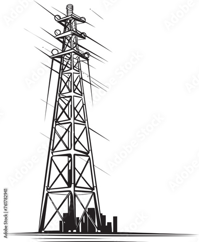 VoltVision Vector Black Logo Design for High Voltage Pole PowerPioneer Iconic Emblem for Electric Power Structure