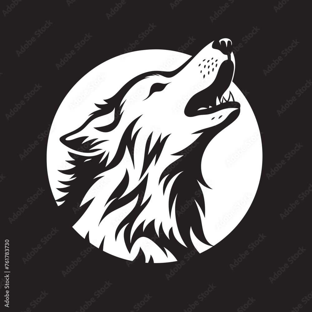 MoonshadowHowl Vector Logo Design for Nighttime Canine ShadowSerenade Black Emblem of Moonlit Howler