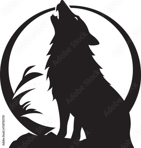 NightCry Iconic Emblem of Moonlit Lupine LunaLament Hand Drawn Symbol for Howling Wolf Icon