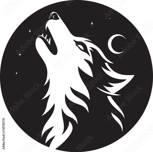 NightSong Hand Drawn Symbol for Howling Wolf Icon MoonshadowHowl Vector Logo Design for Nighttime Canine photo