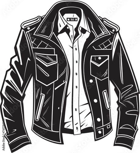 MetroMingle Hand Drawn Symbol for Trendsetting Outerwear StreetSmart Vector Logo Design for Fashionable Jacket photo