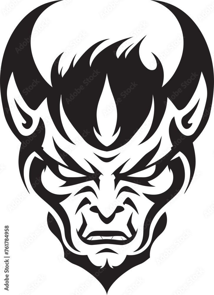 Yokai Yami Vector Black Logo Design for Shadowy Mask Noh Nightmare Iconic Emblem of Creepy Oni Yokai Yami Vector Black Logo Design for Shadowy Mask Noh Nightmare Iconic Emblem of Creepy Oni