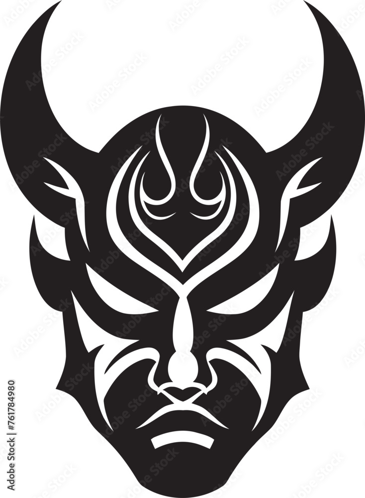 Fototapeta premium Demons Whisper Hand Drawn Symbol for Malevolent Oni Yokai Yonder Vector Black Logo Design for Eerie Presence