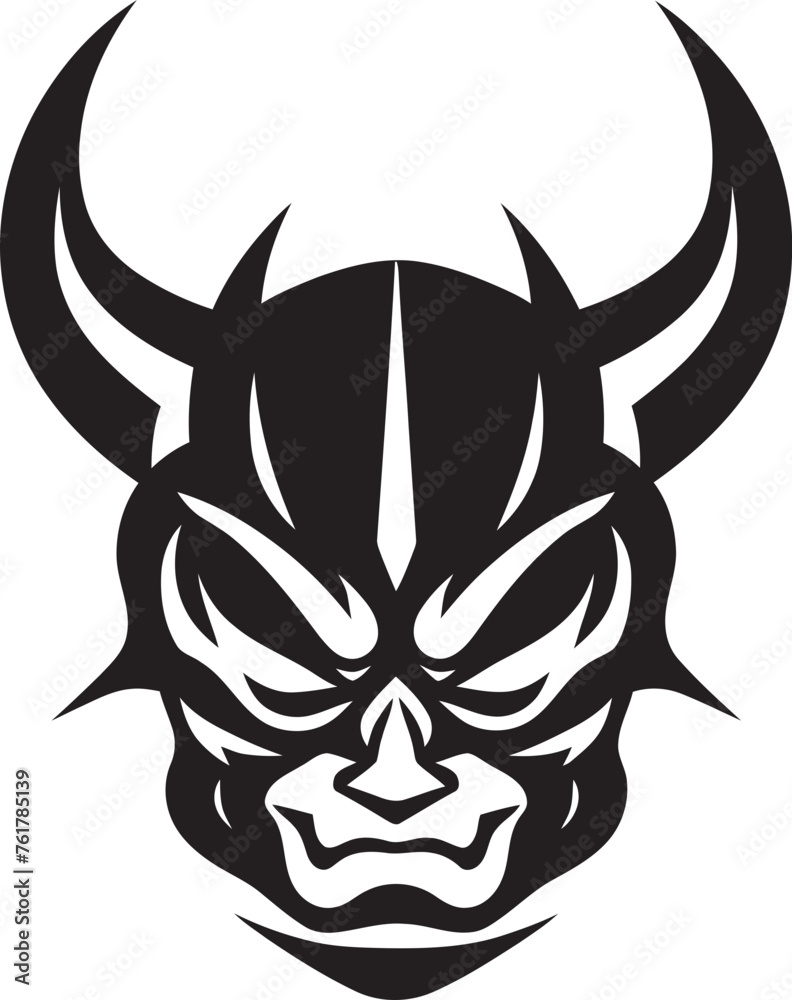 Onis Gaze Terrifying Mask Icon in Black Logo Ghostly Onryo Vector Design of Haunting Spirit Onis Gaze Terrifying Mask Icon in Black Logo Ghostly Onryo Vector Design of Haunting Spirit