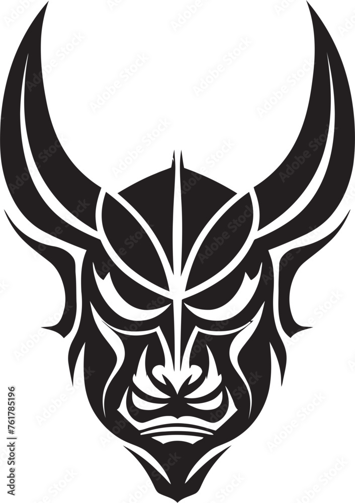 DemonDecree Vector Black Logo Design for Phantom Mask OniObscura Iconic Emblem of Mysterious Evil