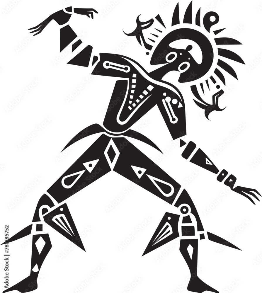 Desert Serenade Hand Drawn Symbol of Kokopelli in Black Kokopellis Melody Black Tribal Art Logo Design Icon