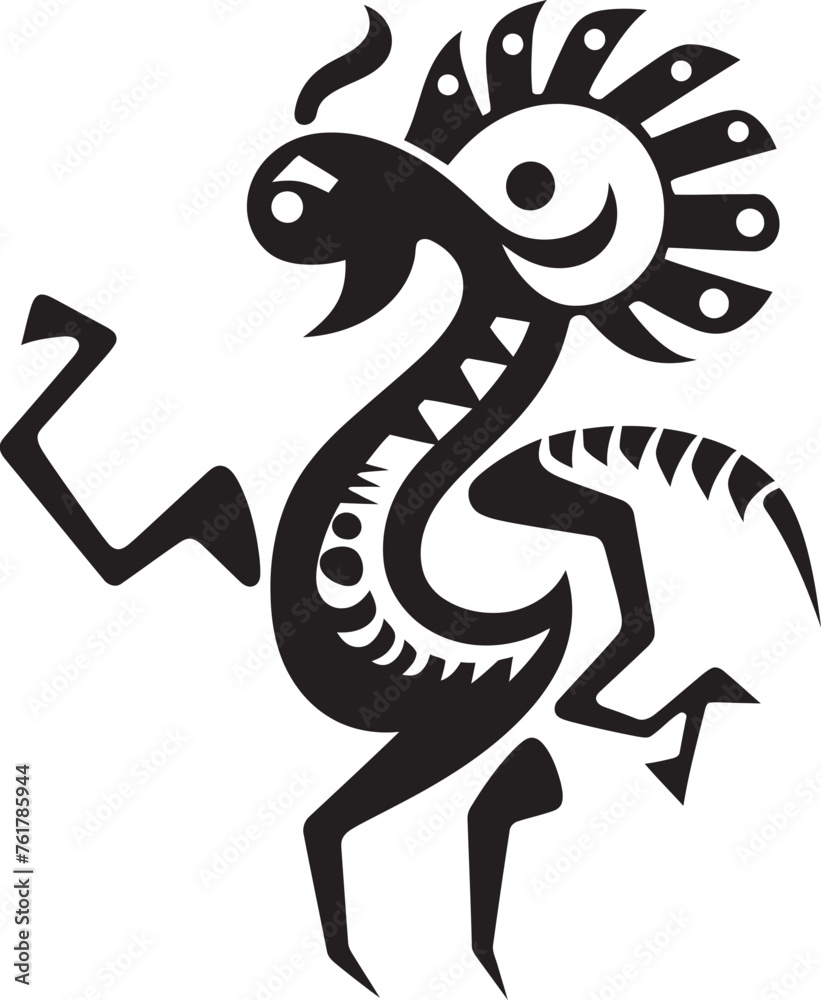 Fototapeta premium Desert Dancer Hand Drawn Symbol of Kokopelli in Black Kokopellis Melody Black Logo Design of Tribal Art Icon