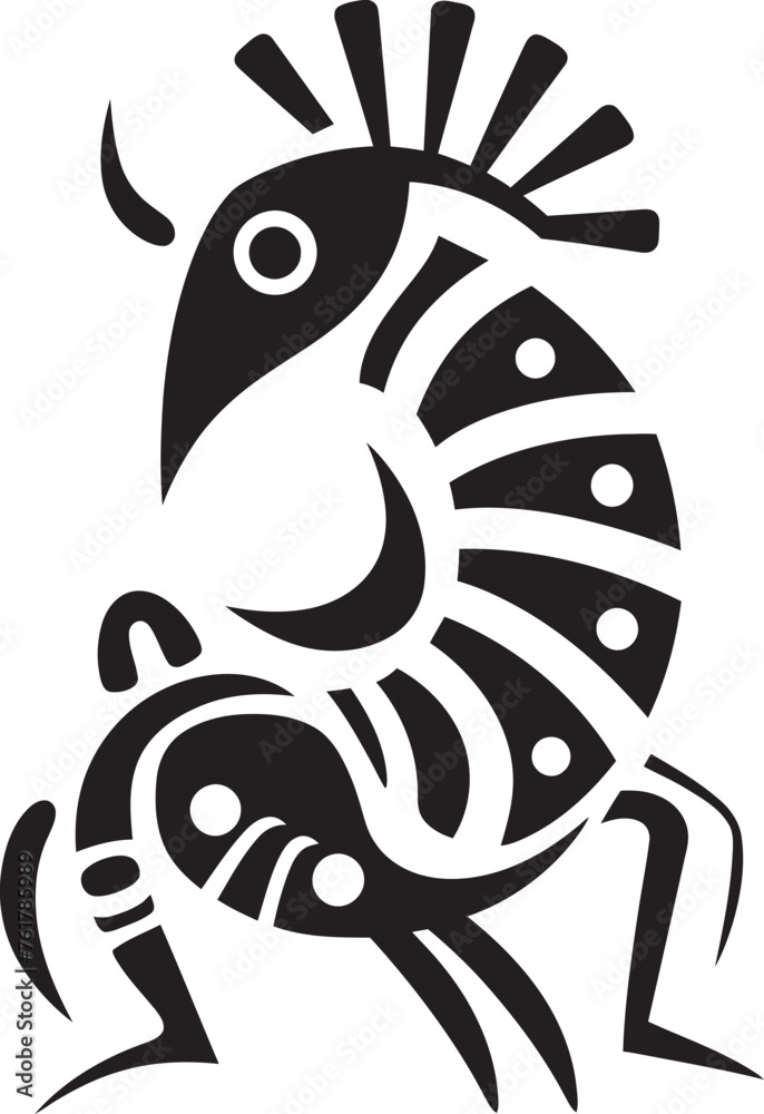 Fototapeta premium Kokopellis Journey Tribal Art Black Logo Design Icon Spirit of the Mesa Vector Kokopelli Emblem in Black