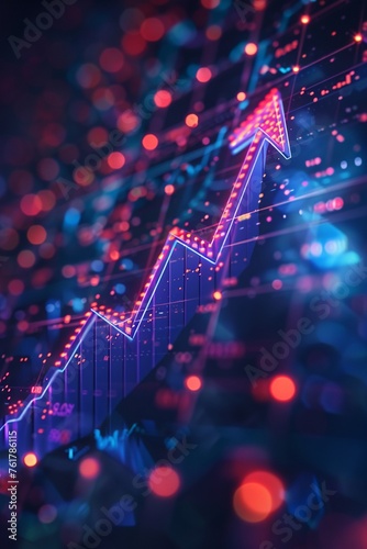 A futuristic arrow intersects with a graph depicting the upward trend of stocks showcasing the impact of innovation on financial markets As new technologies disrupt traditional industries photo