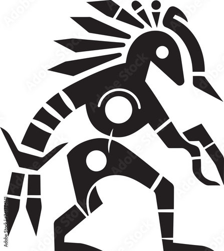 Mesa Minstrel Hand Drawn Kokopelli Symbol in Vector Kokopellis Song Black Logo Design of Tribal Art Icon