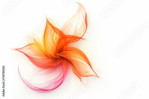 abstract orange flower background with flames isolated on white background 